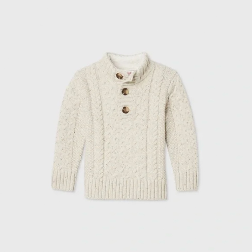 Baby Boys oatmeal cable knit sweater mock neck 12 months cat & jack